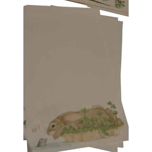 Stationary VTG Woodland Animal Fold Over Card Bunny Rabbit Baby Fawn Snail Mail - Picture 2 of 8